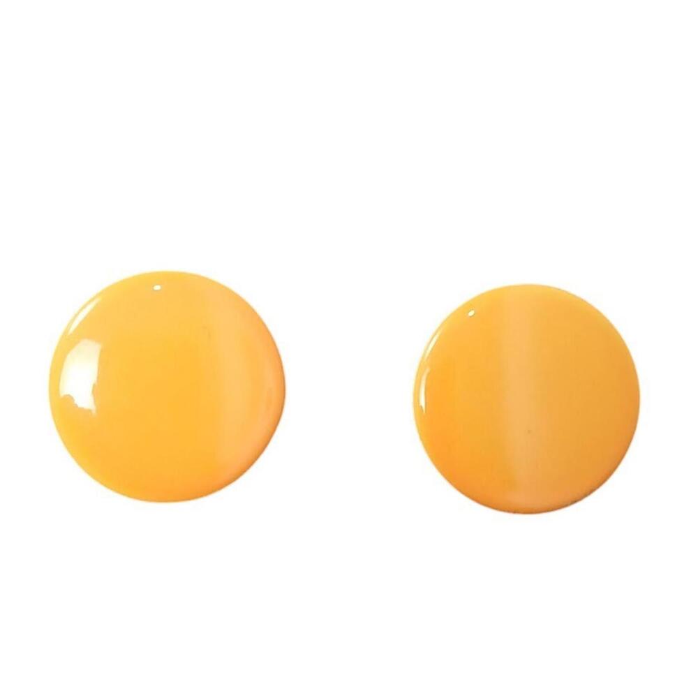 Vintage Circle Orange-Yellow Minimalist Colorful Button Earrings Pierced Ears